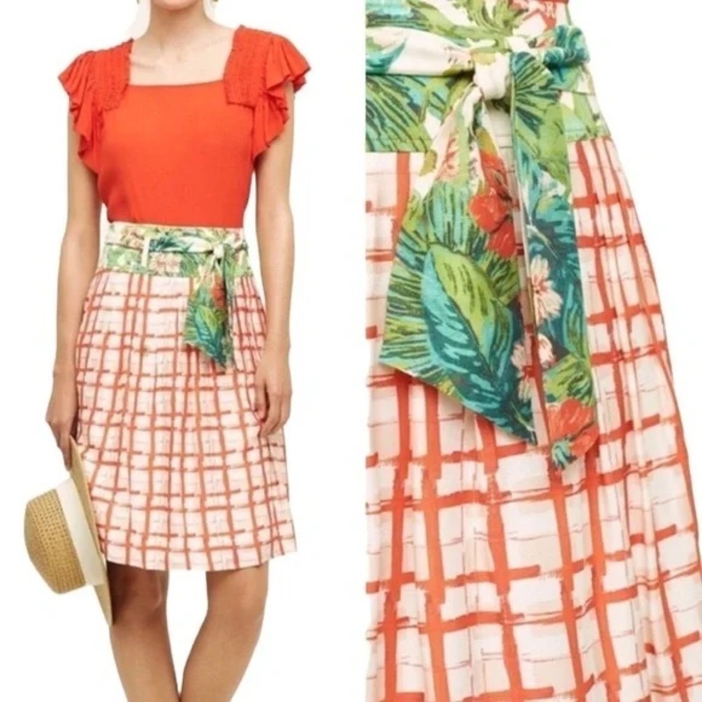 ANTHROPOLOGIE ~ MAEVE ~ RED & WHITE COUNTRY FAIR SKIRT ~ SIZE 6